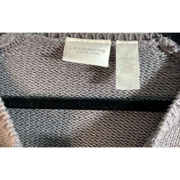 Retro 90s Gray Rainbow Striped Lizwear Cardigan Size Large - Picture 6 of 7